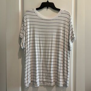 Torrid Super Soft Black White Striped Tee 3X Plus Size Relaxed Fit NWOT